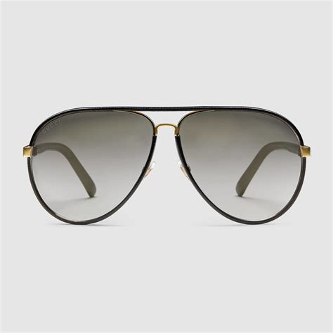 gucci black leather aviator sunglasses|Gucci unisex aviator sunglasses.